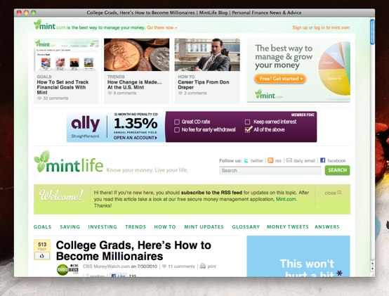 Screenshot of Mint blog post